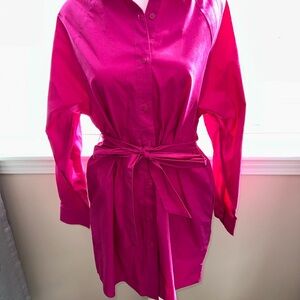 Express Bright Pink Long Sleeve Dress NWOT